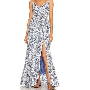 Jonathan Simkhai Ava Floral Linen Blend Wrap Maxi Dress Gown Size 4 Romantic